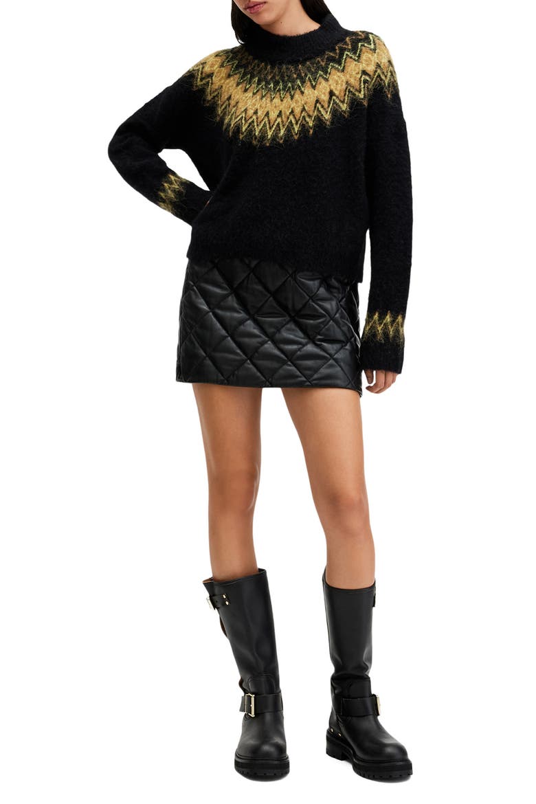 Clyde Fair Isle Sweater, Alternate, color, BLACK