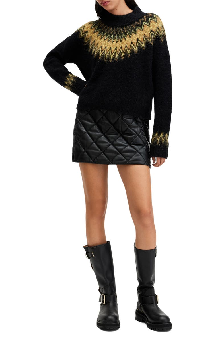 AllSaints Clyde Fair Isle Sweater, Alternate, color, Black