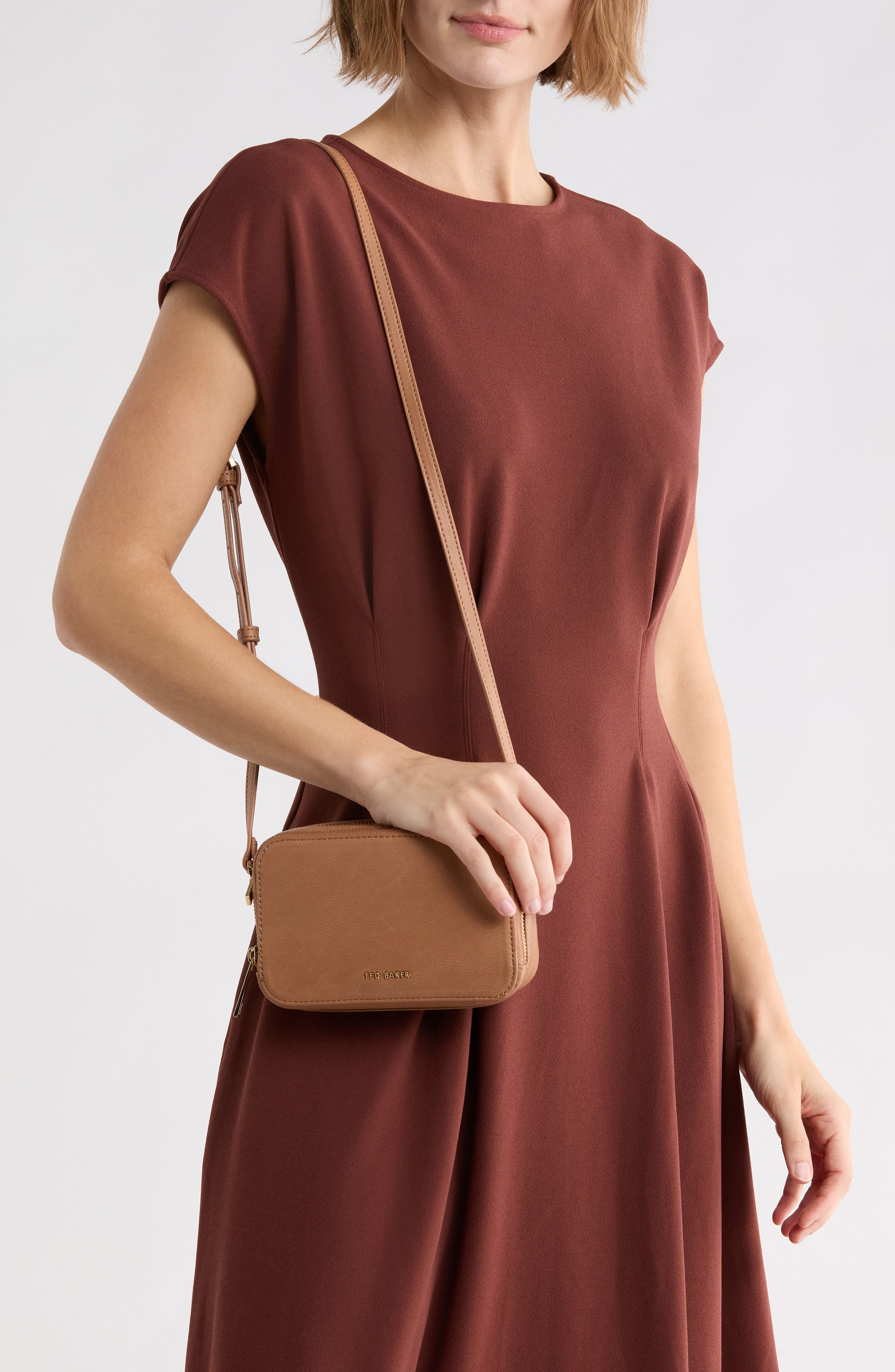 Stina Faux Leather Crossbody Bag, Alternate, color, TAN