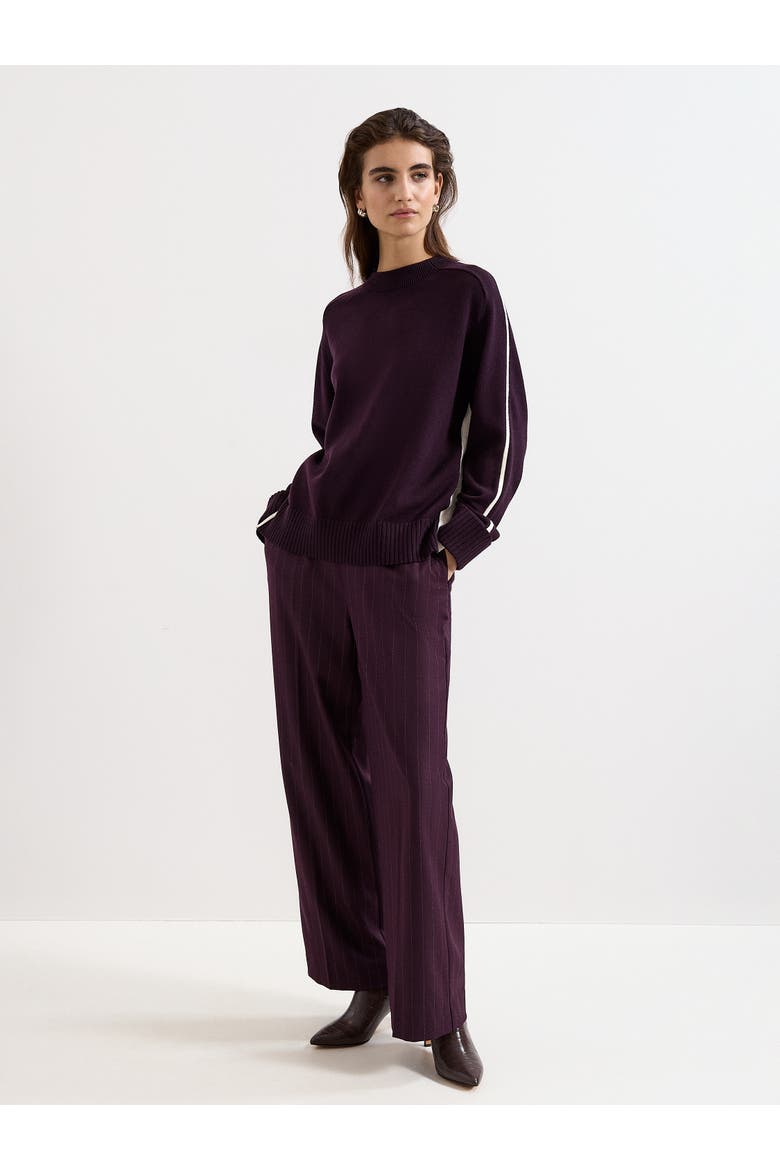 Hallie Tipped Knitted Jumper, Alternate, color, Burgundy
