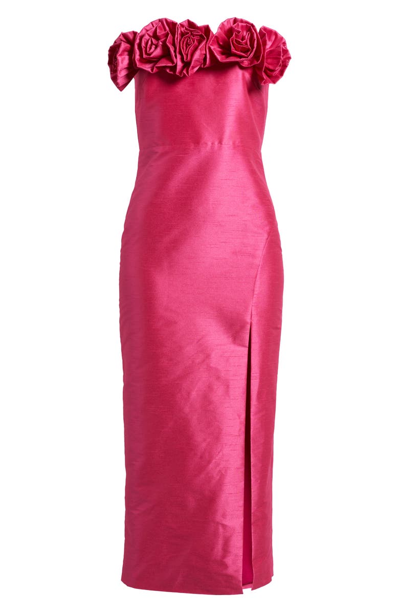 LIKELY Gwen Rosette Strapless Midi Dress, Alternate, color, Fuchsia