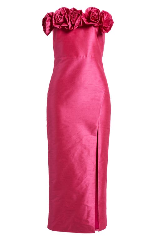 Likely Gwen Rosette Strapless Midi Dress In Pink