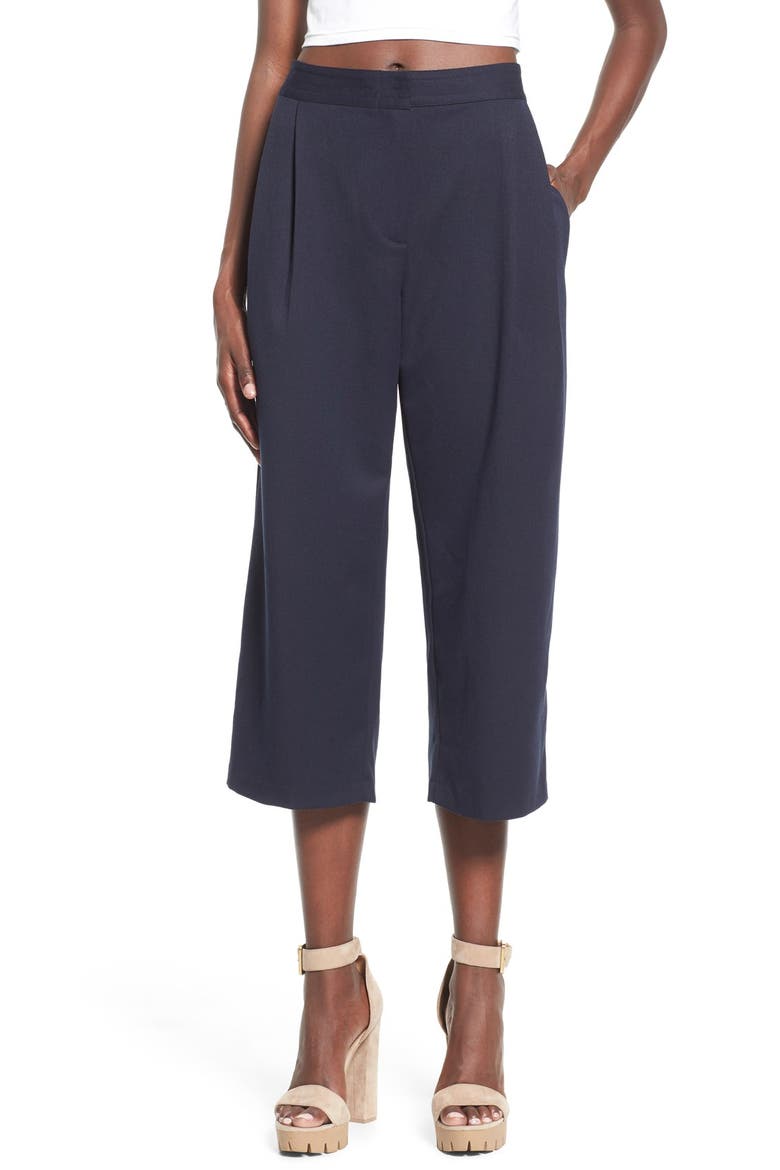 Pleated Culottes, Main, color, NAVY
