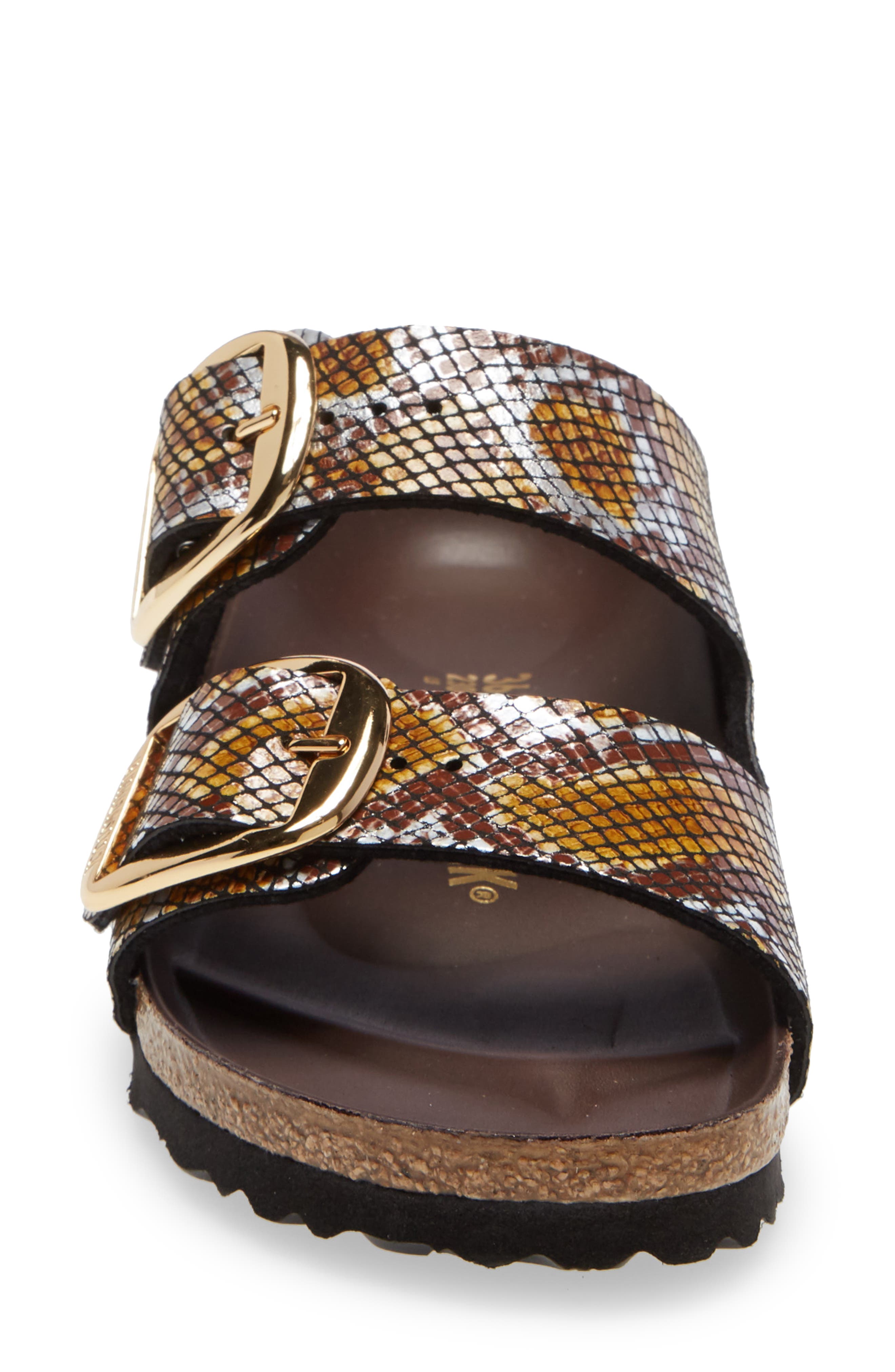 Arizona Big Buckle Slide Sandal, Alternate, color, PYTHON BROWN FABRIC
