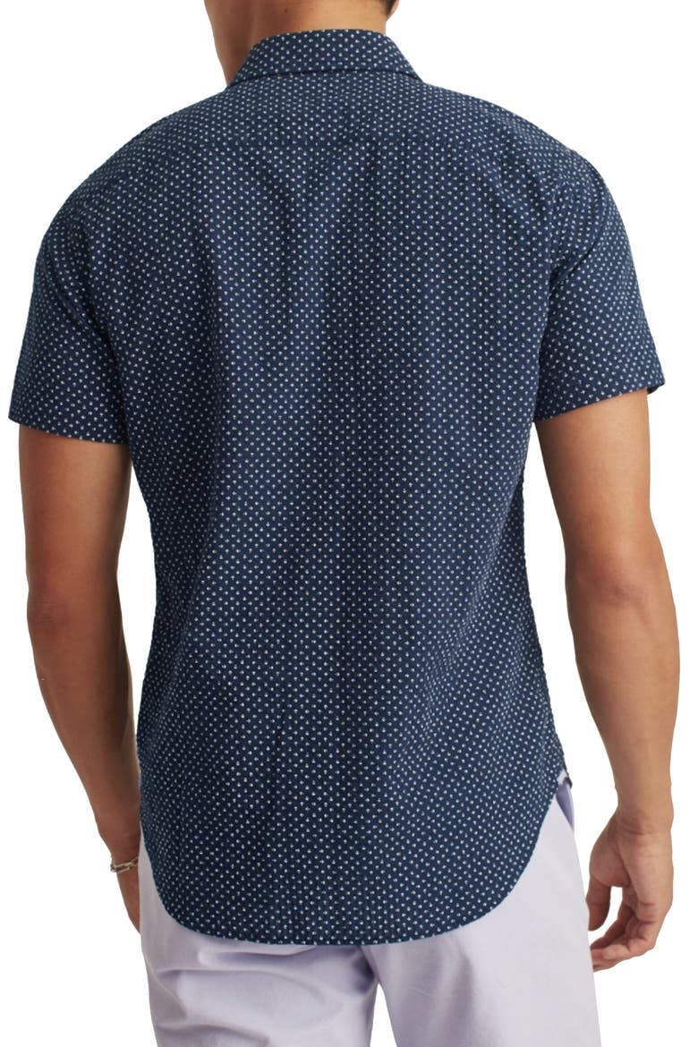 Men's Riviera Slim Fit Stretch Dot Short Sleeve Button-Up Shirt, Alternate, color, BECKBURY GEO C45