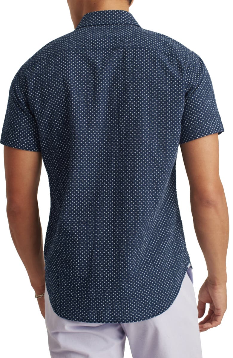 Bonobos Men's Riviera Slim Fit Stretch Dot Short Sleeve Button-Up Shirt, Alternate, color, Beckbury Geo C45
