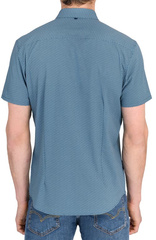 Wrk W.r.k Linked Hexagon Geo Print Short Sleeve Performance Button-up Shirt