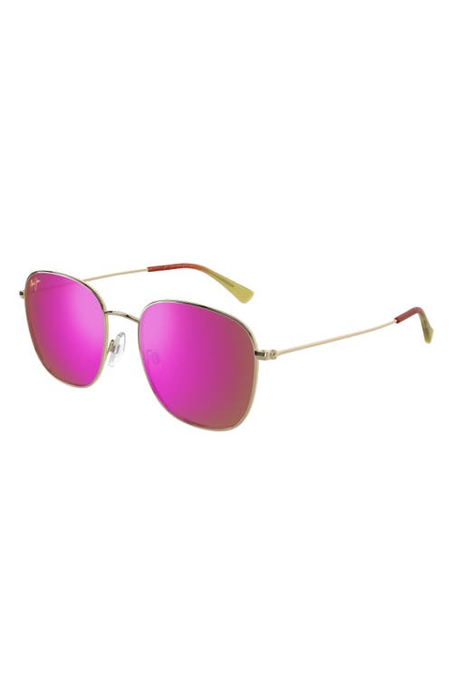Maui Jim Olali Af 55mm Polarized Square Sunglasses In Gold Violet Pink