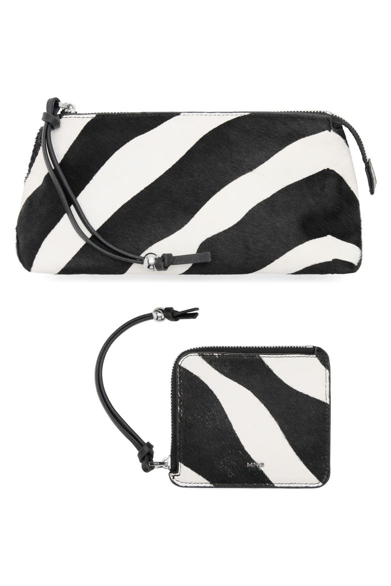 Zebra Print Genuine Calf Hair Wallet, Alternate, color, BLACK