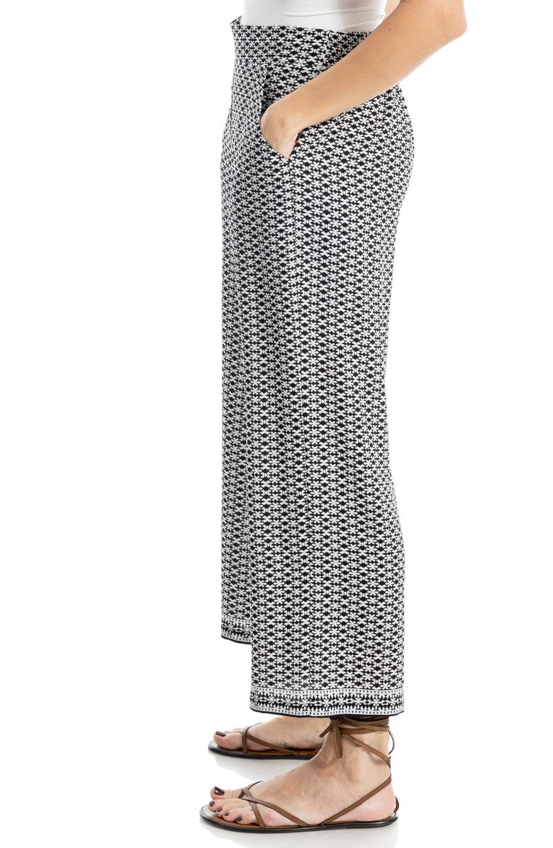 MAX STUDIO Crop Wide Leg Crepe Pants, Alternate, color, Ecbkglgo-Ecru/ Black