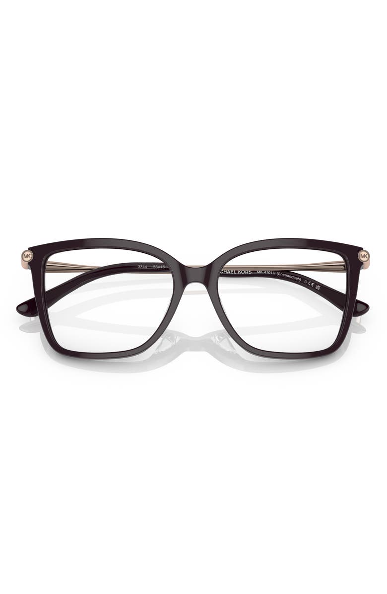 Michael Kors Shenandoah 53mm Square Optical Glasses, Alternate, color, Cordovan