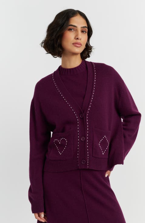 Wool Cashmere Queen of Hearts Cardigan