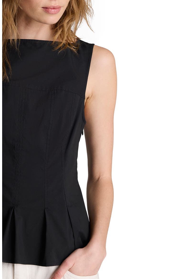 Sleeveless Pleated Peplum Top, Alternate, color, BLACK