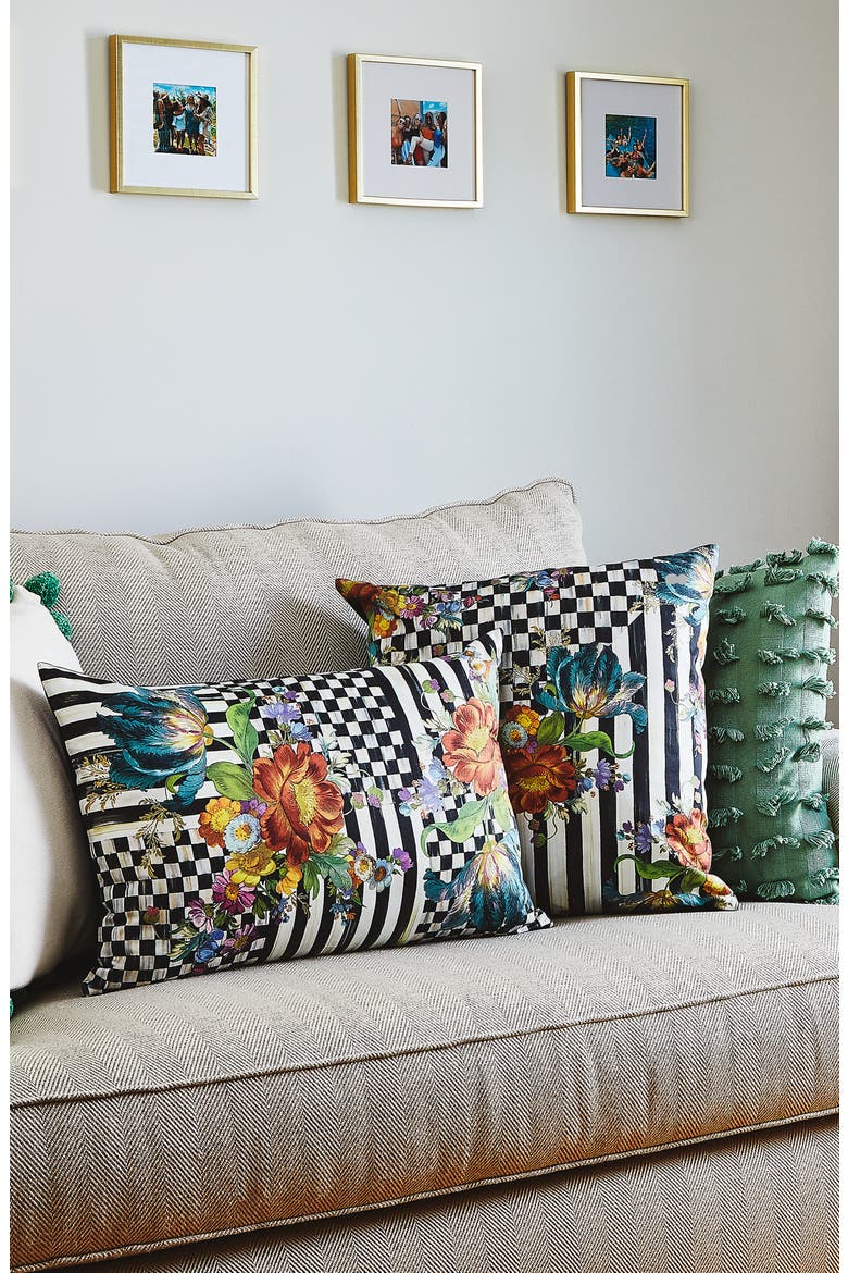 Courtly Flower Market Accent Pillow, Alternate, color, WHITE MULTI