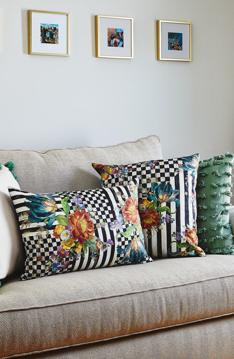MACKENZIE CHILDS Courtly Flower Market Accent Pillow, Alternate, color, White Multi