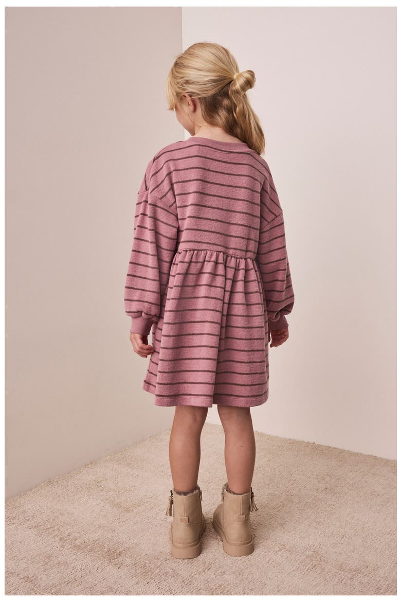Kids' Stripe Sweatshirt Dress, Alternate, color, PINK