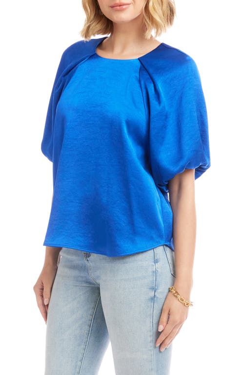 Karen Kane Puff Sleeve Satin Top In Blue