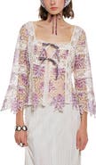 Anna Sui Medallion Floral Lace Tie Blouse