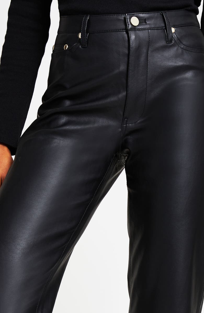River Island Faux Leather Fitted Straight Leg Trousers, Alternate, color,