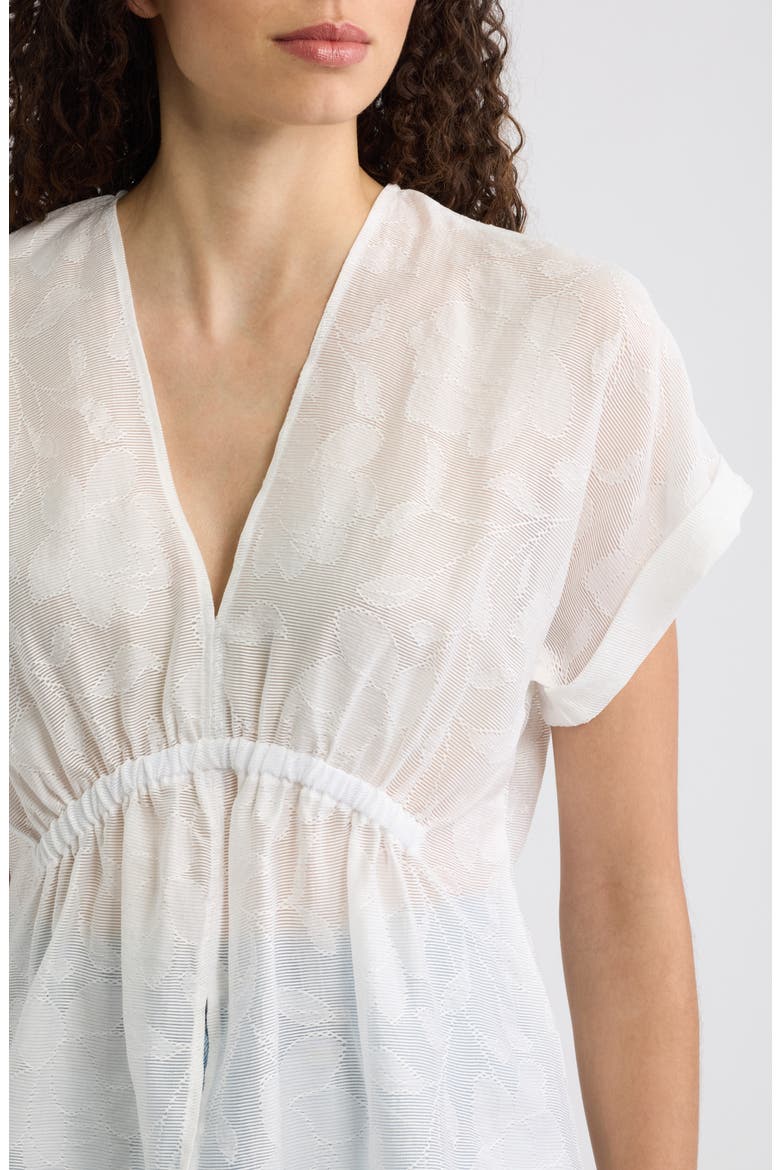 Sheer Floral Short Sleeve V-Neck Top, Alternate, color, SHEER ETCHED FLORAL