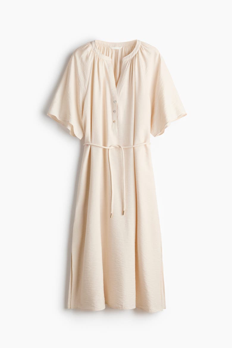 Tie-detail Tunic Dress, Alternate, color, Light beige