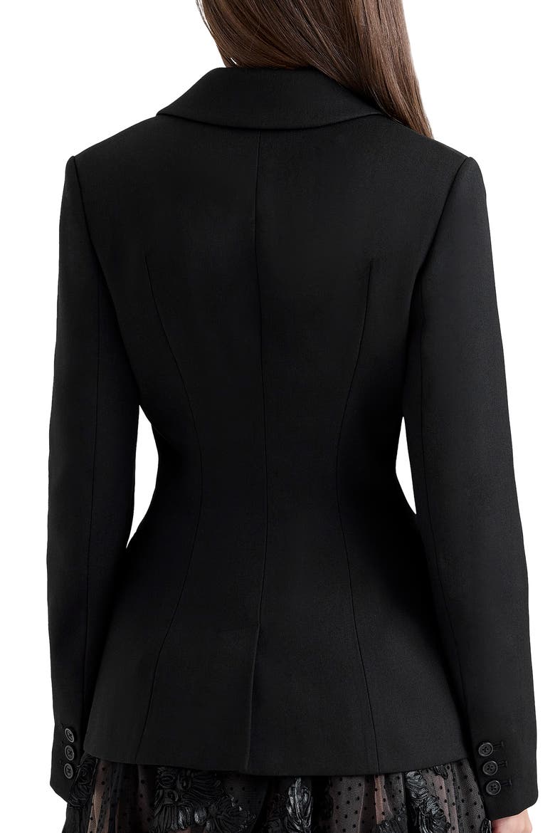 Aviva Three-Button Twill Blazer, Alternate, color, BLACK