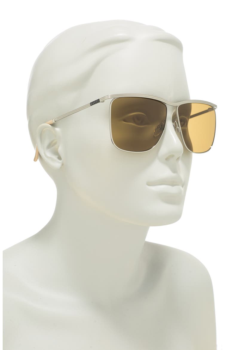 62mm Square Sunglasses, Alternate, color, SILVER