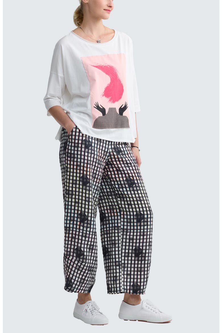 Clarisse Neon Print Linen Pants, Alternate, color, Neon Black