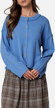 Blu Pepper Exposed Seam Relaxed Fit Cardigan