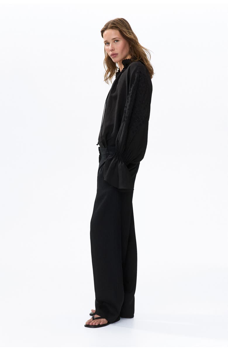 H&M Tailored Linen Trousers, Alternate, color, Black