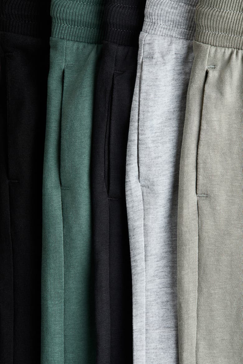 5-pack Cotton Jersey Joggers, Alternate, color, Green/gray/black