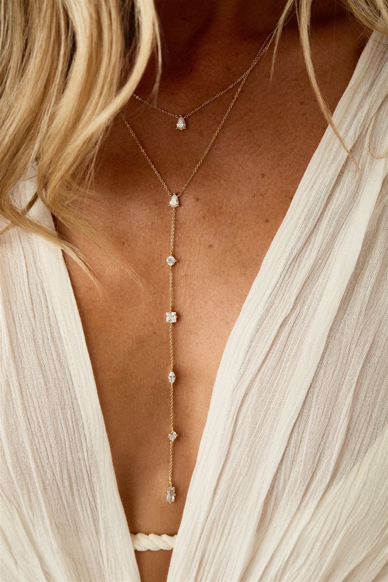 Layered Lariat Necklace, Alternate, color, Gold