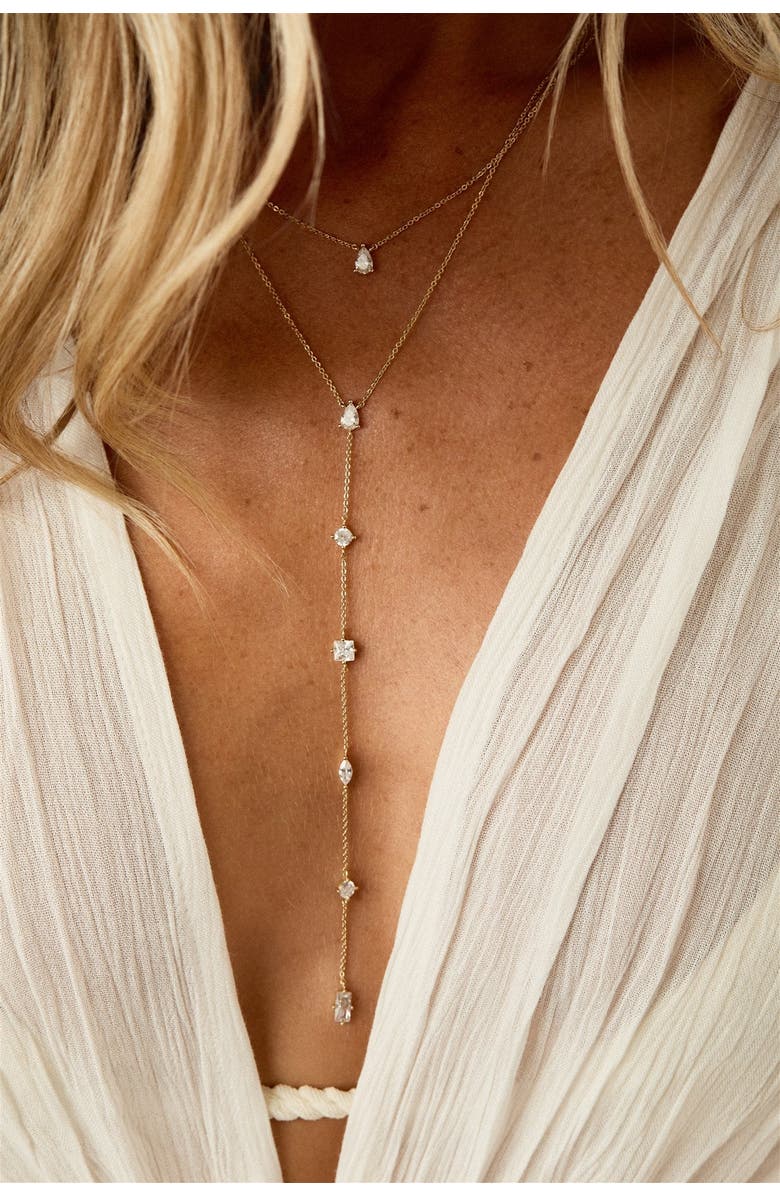 Set & Stones Layered Lariat Necklace, Alternate, color, Gold