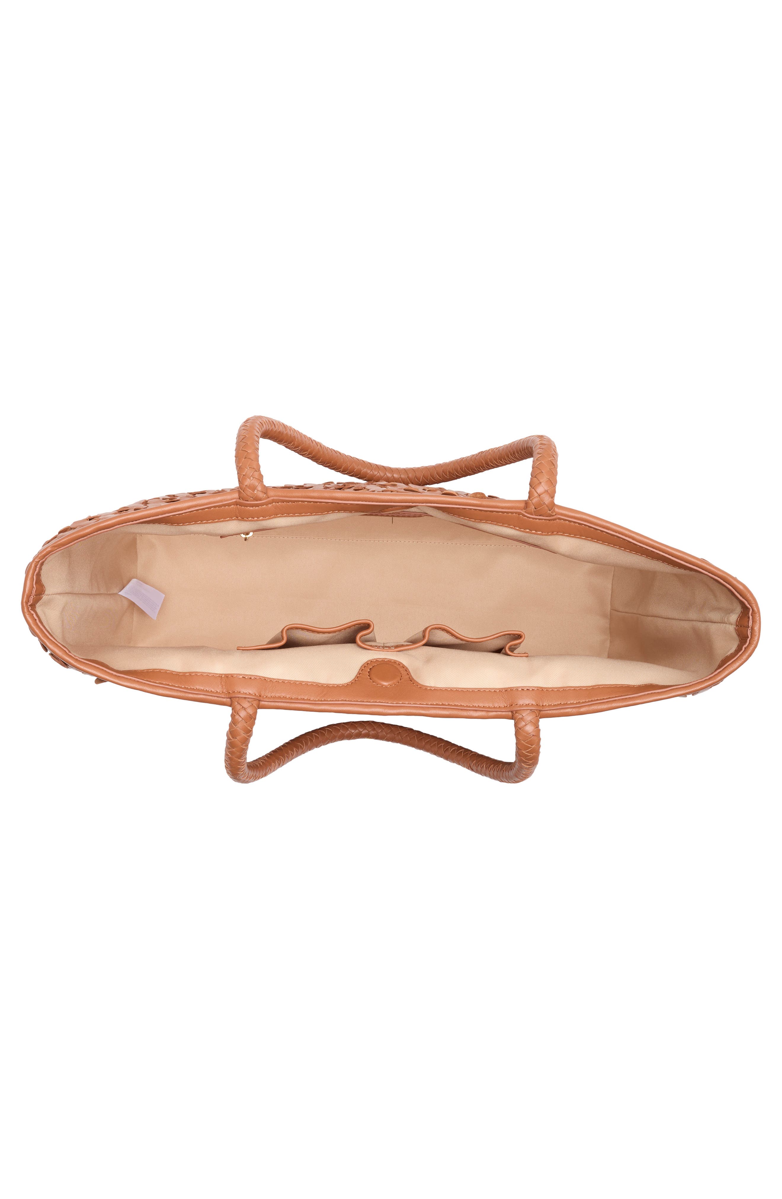 Sam Edelman Bianka Woven Leather Tote Bag, Alternate, color, Cognac