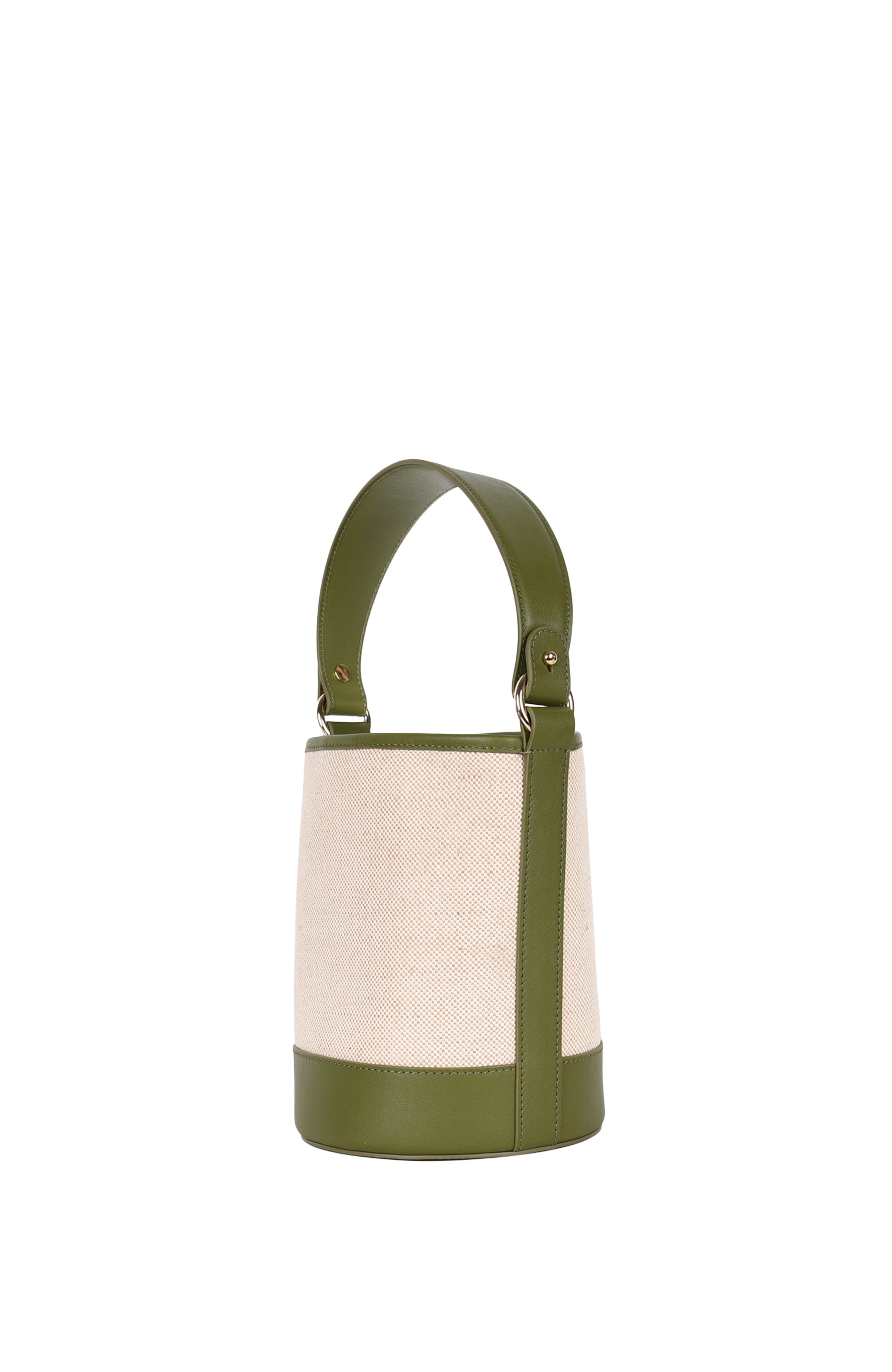HYER GOODS Canvas and Upcycled Leather Convertible Mini Bucket Bag, Alternate, color, 