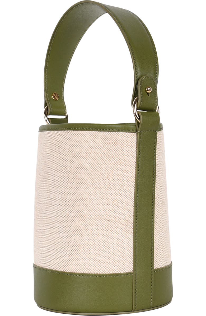 HYER GOODS Canvas and Upcycled Leather Convertible Mini Bucket Bag, Alternate, color,