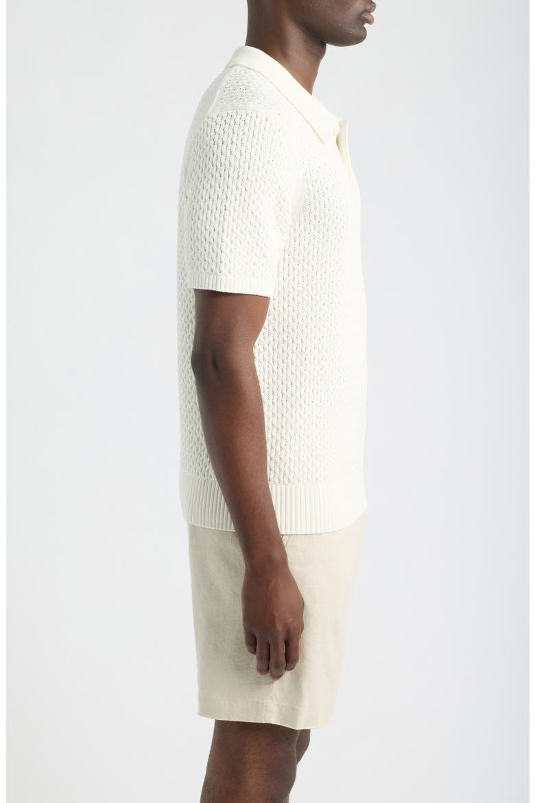 Santino Textured Cotton Polo Sweater, Alternate, color, ECRU- 17