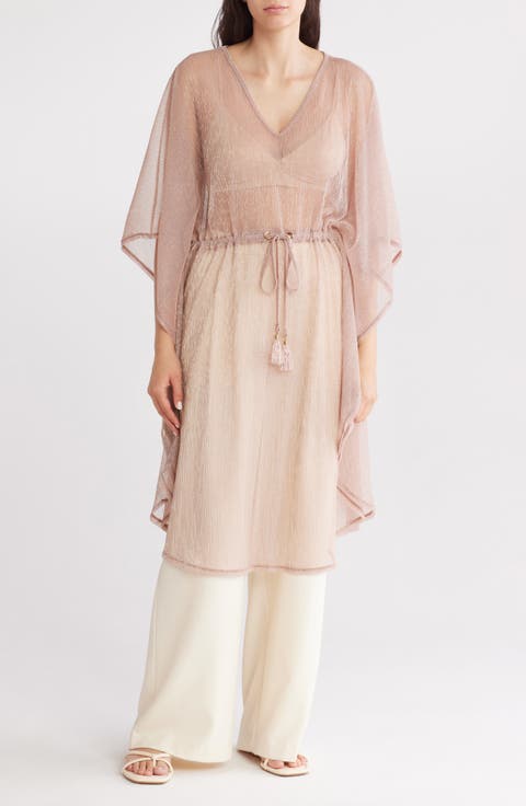 Metallic Drawstring Waist Poncho