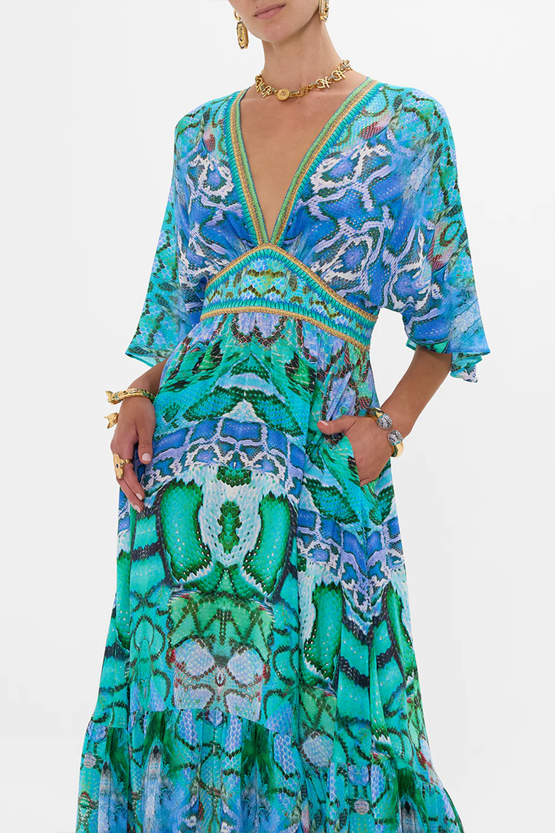 WAISTED DRESS WITH HEM RUFFLE LAND OF WONDER, Alternate, color, LAND OF WONDER