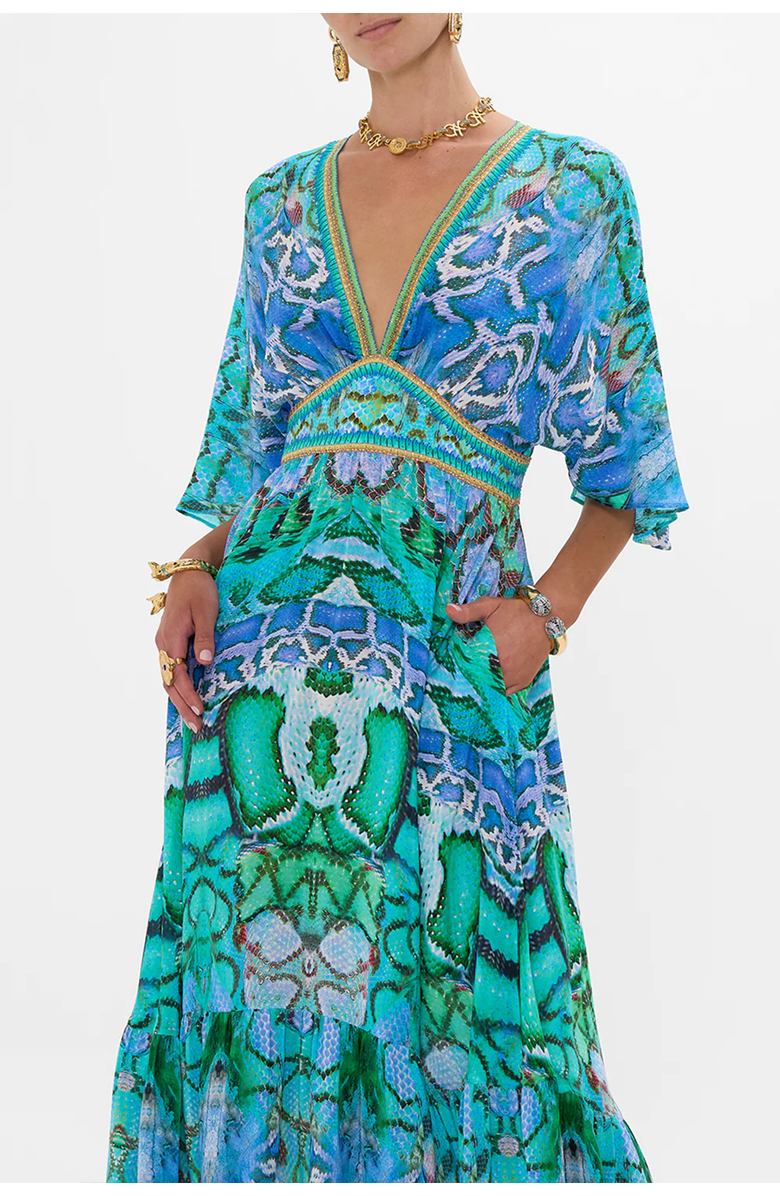 Camilla WAISTED DRESS WITH HEM RUFFLE LAND OF WONDER, Alternate, color, 