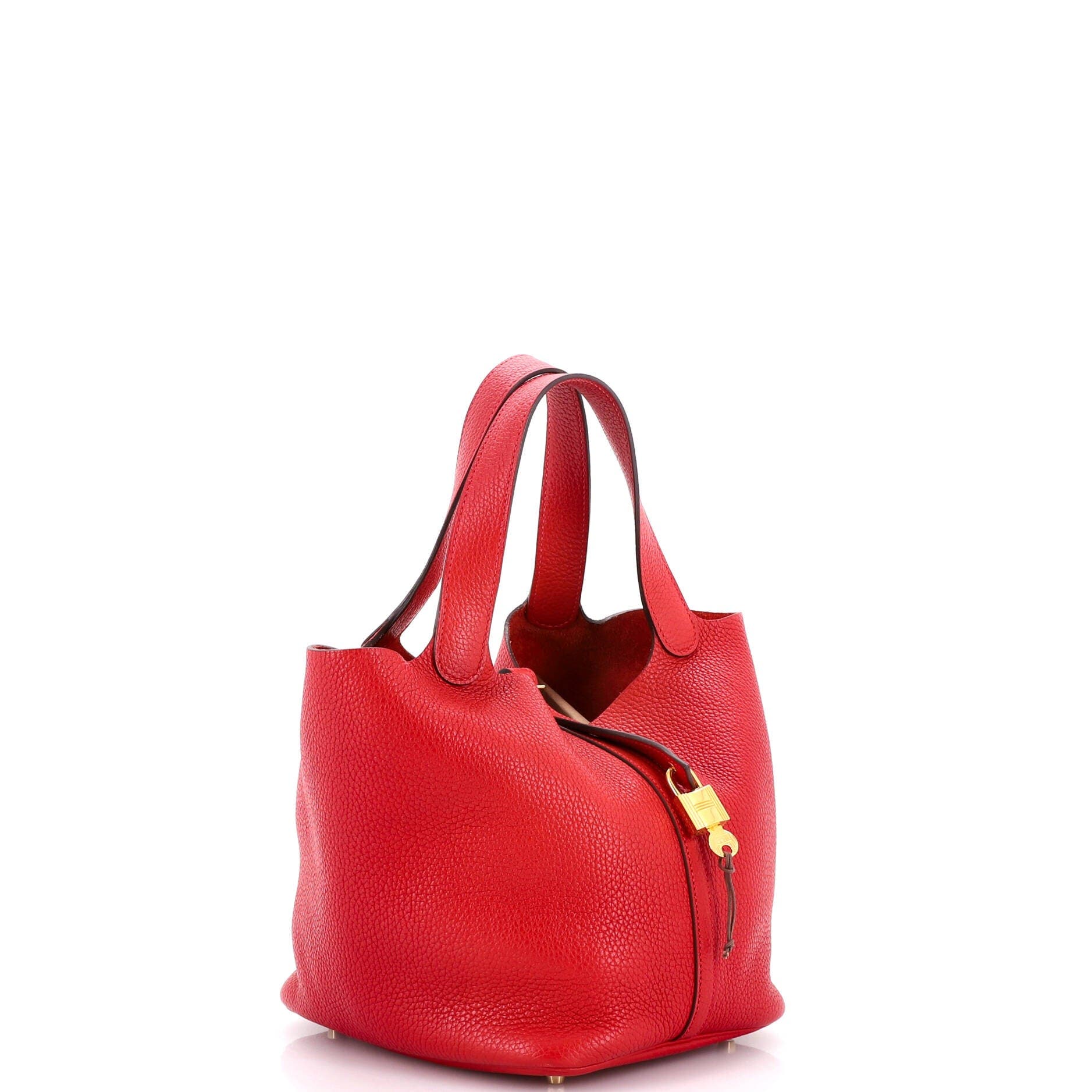 Pre-Owned Hermes Picotin Lock Bag Clemence MM, Alternate, color, Rouge Casaque