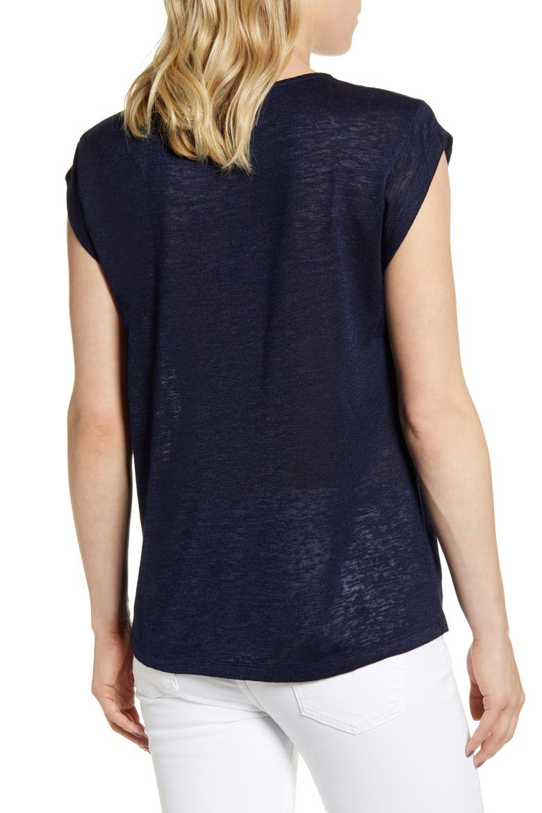 Cap Sleeve Knit Top, Alternate, color, NAVY-SOLID