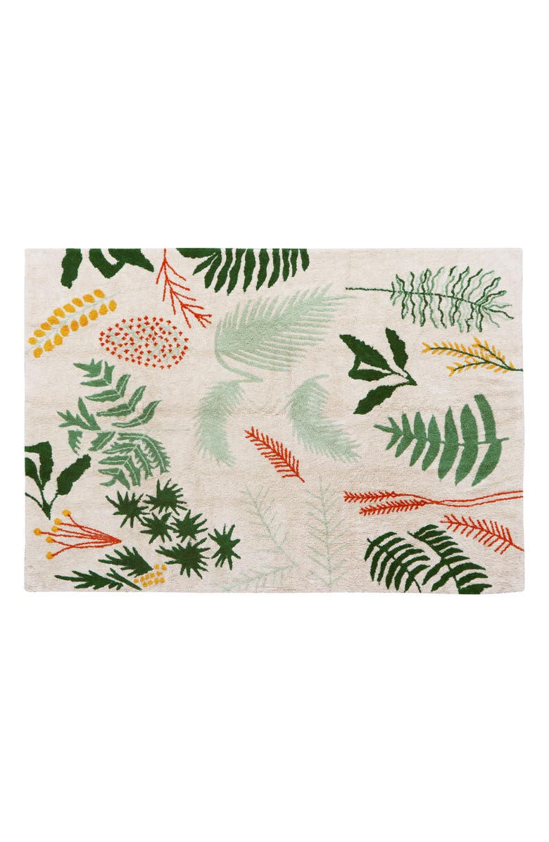Lorena Canals Botanic Plants Washable Cotton Rug, Main, color, Ivory