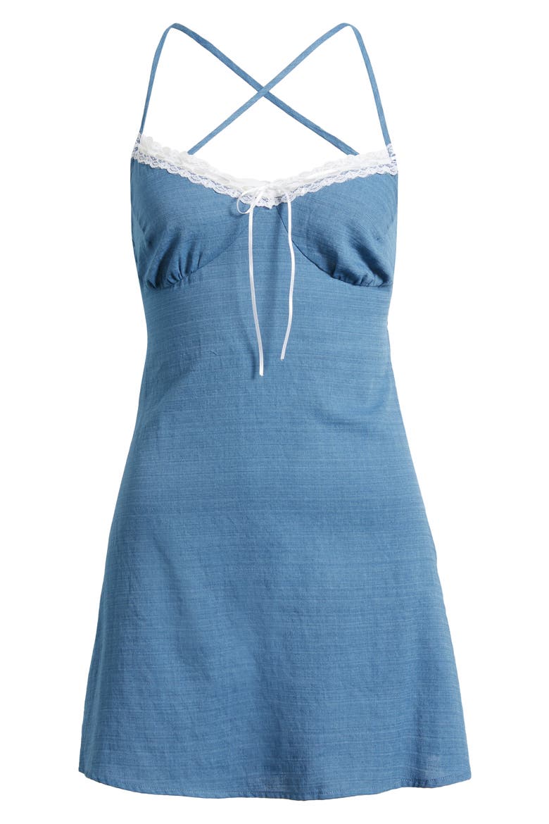 Open Back Minidress, Alternate, color, DENIM BLUE