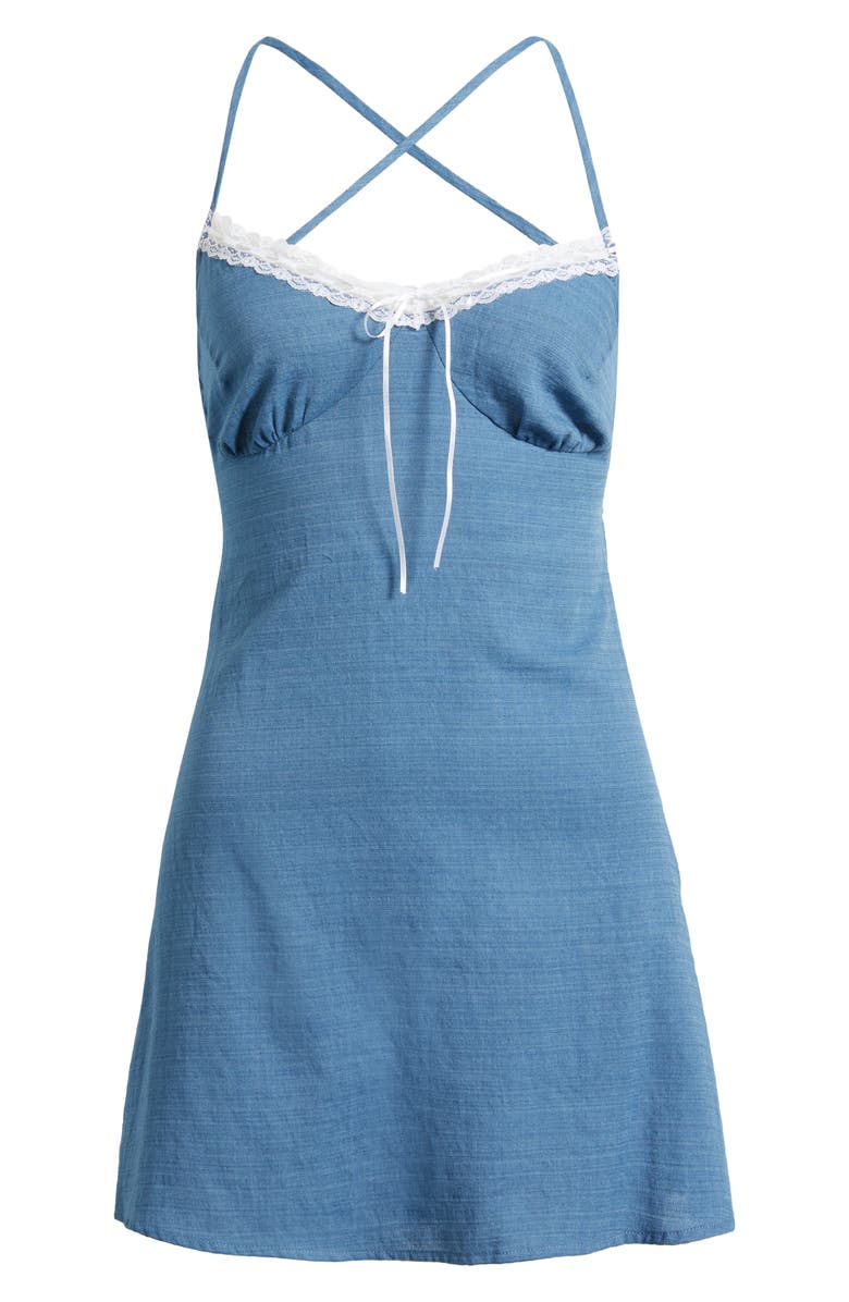 Bella Venice Open Back Minidress, Alternate, color, Denim Blue