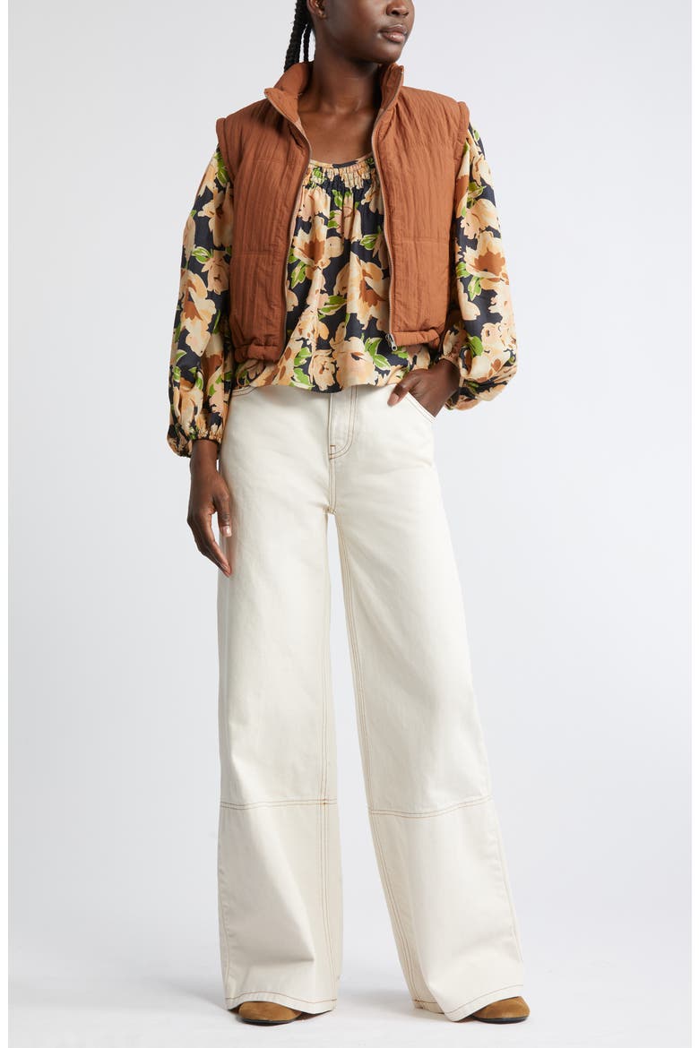 The Magpie Floral Print Silk Crop Top, Main, color, VICTORIAN ROSE PRINT