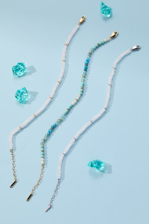 Alex And Ani Clear Quartz Semi-precious Beaded Anklet In Multi