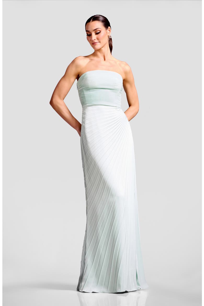 Kinley Accordion Pleat Strapless Evening Gown, Alternate, color, MINT