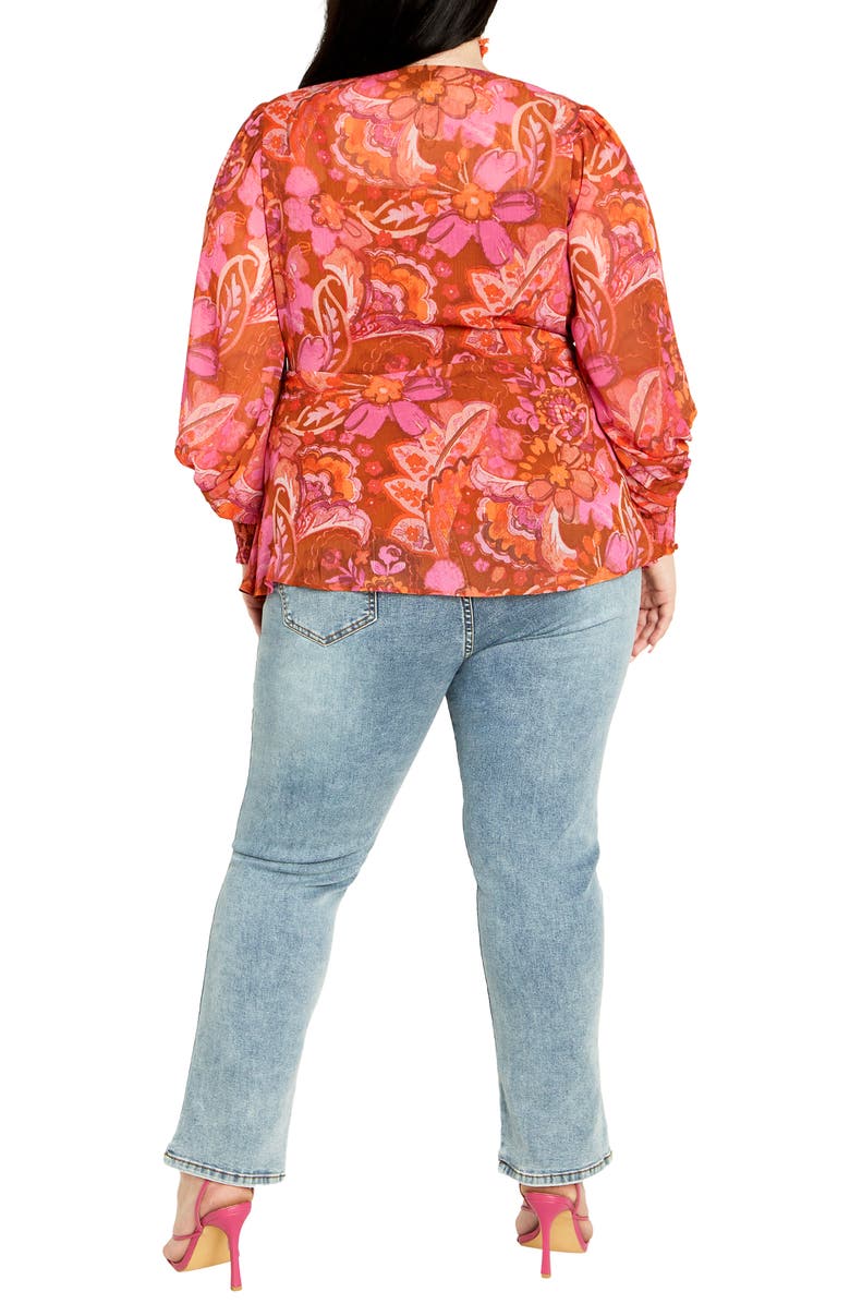 City Chic Alexis Paisley Long Sleeve Wrap Top, Alternate, color,