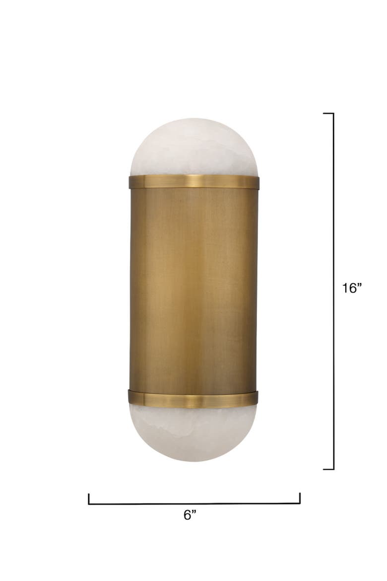 Remedy Wall Sconce in Alabaster and Antique Brass, Alternate, color, Antique Brass